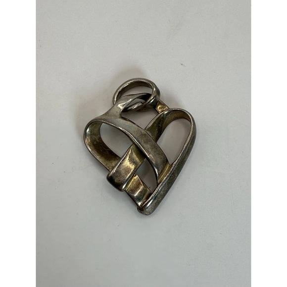 The Unbranded Brand Jewelry - Modernist Silver Tone Open Heart Pendant Abstract Love Knot Design